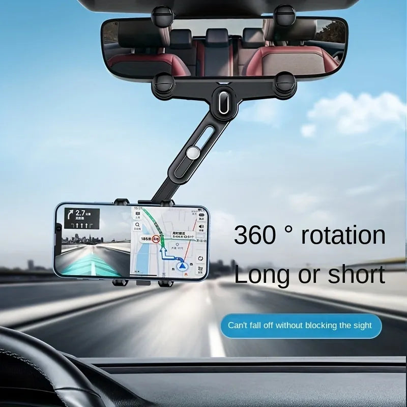 360° Rotating Car Rearview Mirror Phone Holder